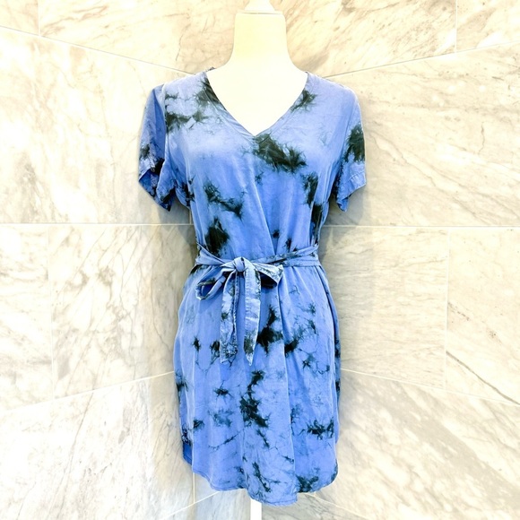 Anthropologie Cloth & Stone Womens Dress Small Liv Tie Front Mini Tie Dye - Picture 2 of 7
